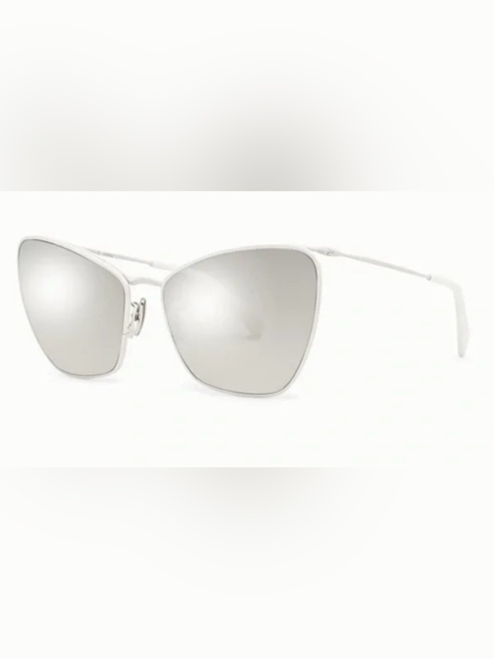 Celine butterfly sunglasses with white metal frames and grey mirrored lenses